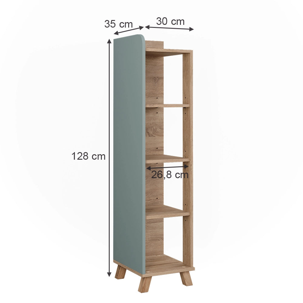 Vicco Mensola da bagno Sonoma/blu 30 x 128 cm con 4 scomparti