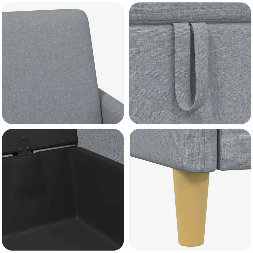 Set di Divani con Storage 2 pz Grigio Chiaro Poliestere 3429176