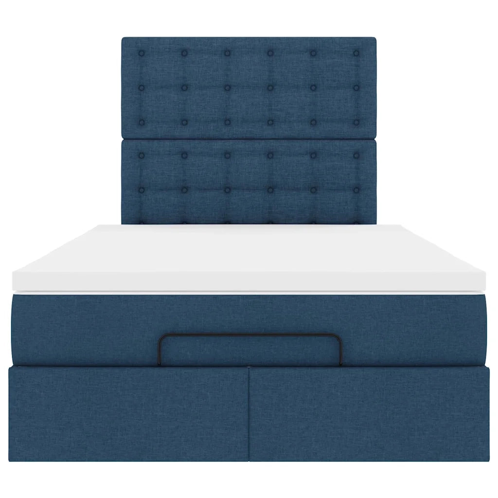 Struttura Letto Pouf con Materasso Blu 120x200 cm in Tessuto 3314168