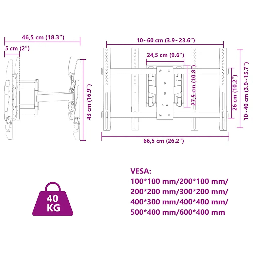 Supporto a Parete per Schermo 37"-80" Max VESA 600x400 mm 40kg CFW9875325