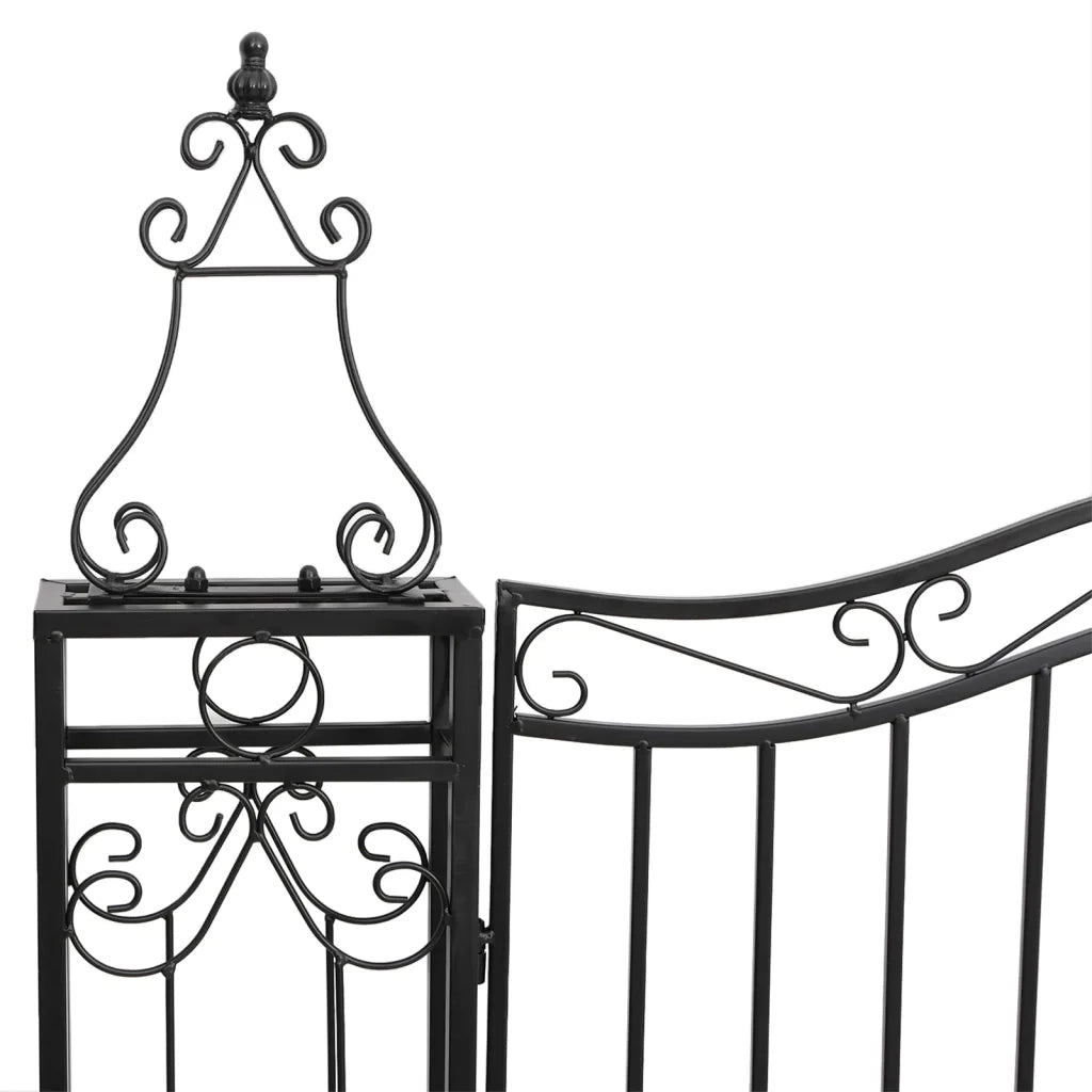 Cancello da Giardino Nero 121x8x150 cm in Ferro Battuto 363432