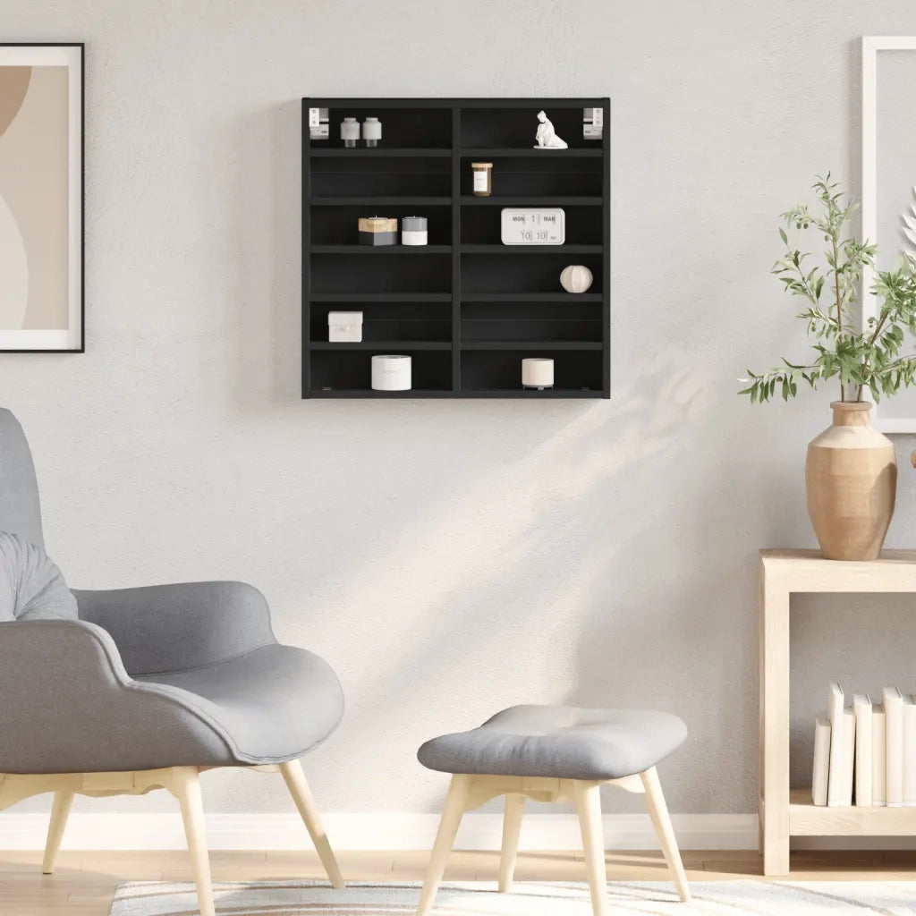 vidaXL Armadietto con Vetrina Nero 60x8,5x58 cm in Legno Multistrato