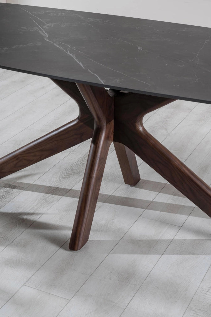 Tavolo Rettangolare 90x180x76 cm in Ceramica Marmo Gemini Nero