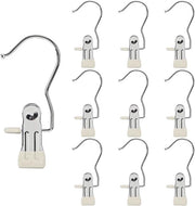 10 clip hanger per abbigliamento multifunzionali con clip in acciaio inossidabile, clip per stivali, clip per cappelli, clip per calze, clip per pantaloni, clip per reggiseno - colore riso - Bianco