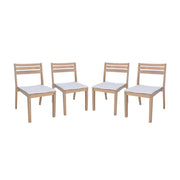 Set 4 sedie da giardino in legno di acacia con cuscino, beige