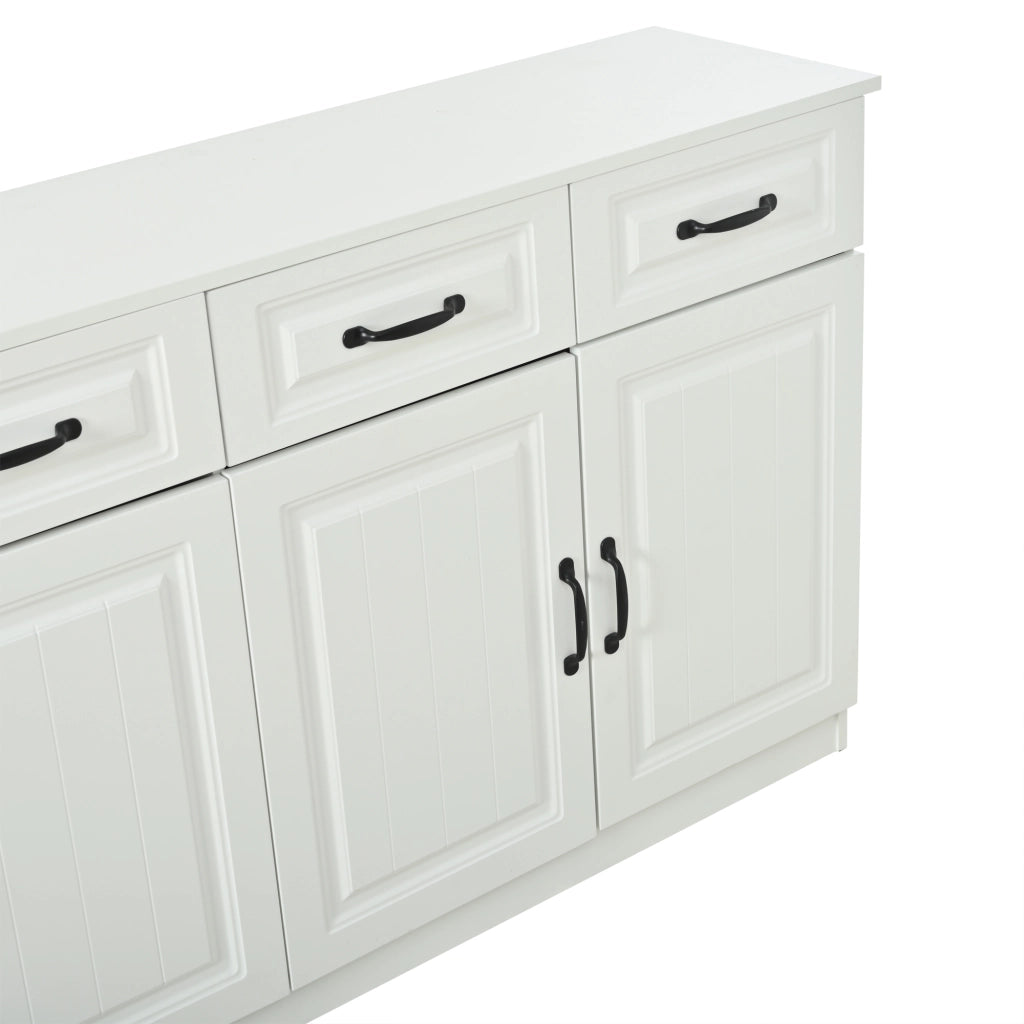 Cassettiera Credenza MDF Bianco ¨C Xylo ¨C 4 Cassetti 4 Ante Maniglie Metallo 160 cm