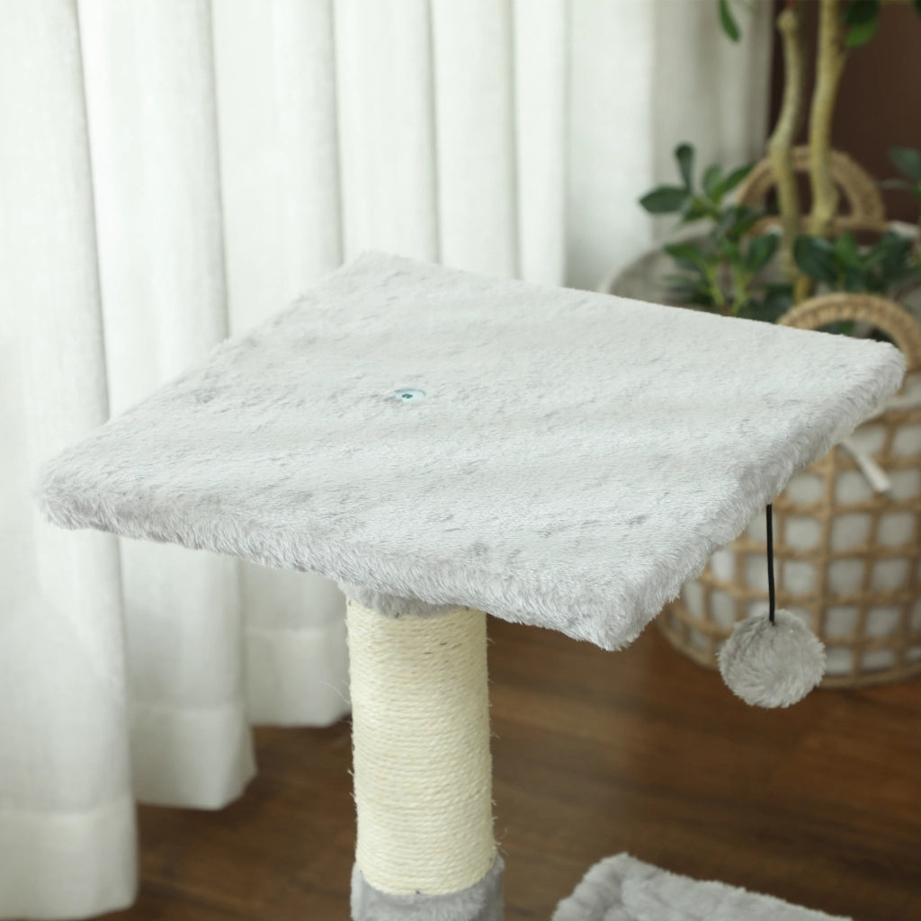 Arbre ¨¤ chat con 3 griffoirs sisal plateforme hamac ¨C zephmum ¨C 50x26x70 cm grigio