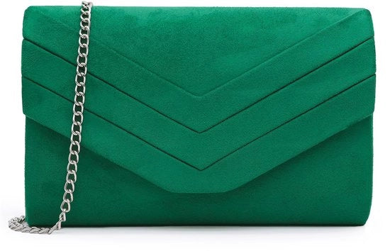 Borsa da braccio per donne, borse da sera in pelle suède per matrimoni, borsa a tracolla con cinturino e borsa da sera, verde, 24*5,8*15 cm, borse a tracolla