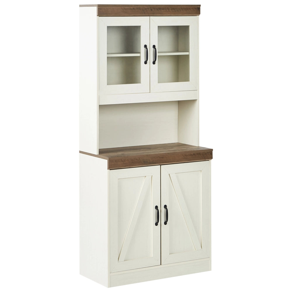 Credenza in truciolato bianco MDF con ripiani e frontale in vetro Sala da pranzo Cucina