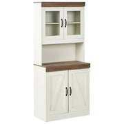 Credenza in truciolato bianco MDF con ripiani e frontale in vetro Sala da pranzo Cucina