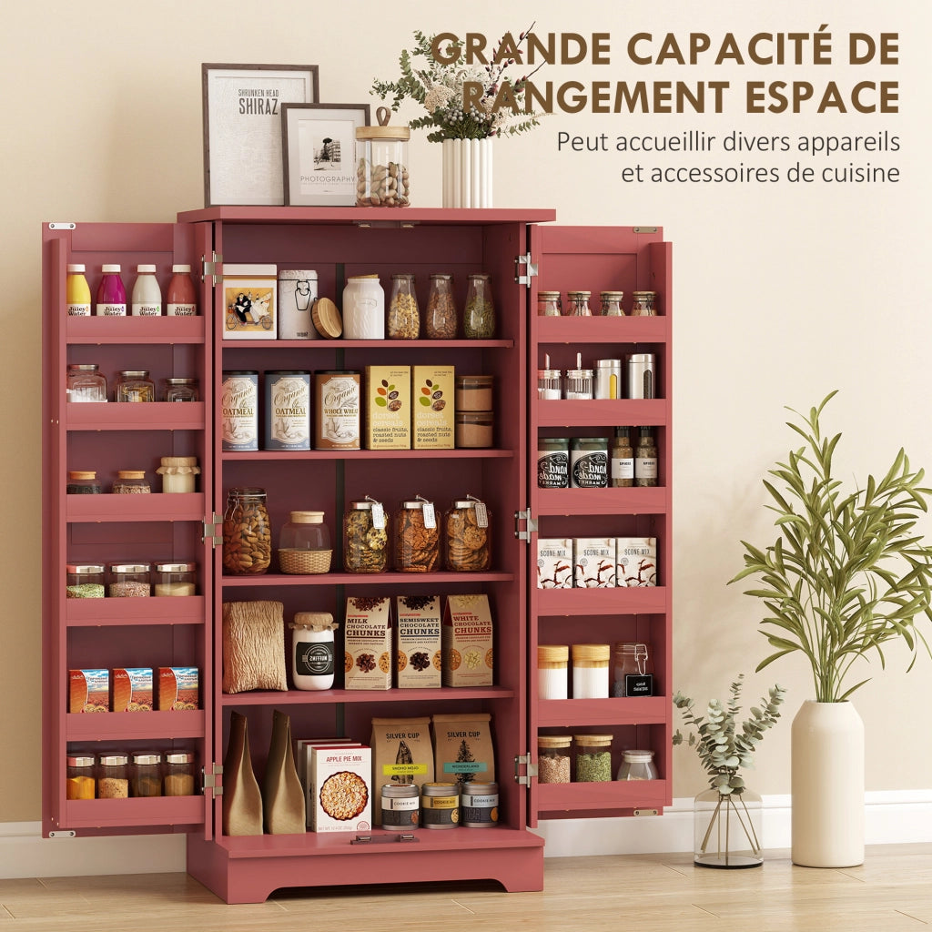 Buffet Cucina con Ante e Ripiani ¨C zephmum ¨C Legno Rosso 60x40x120 cm