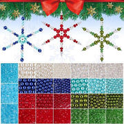 Kit di decorazione per Natale a forma di fiocco di neve - 1574 pezzi di filo e perline - verde e rosso - decorazione artigianale