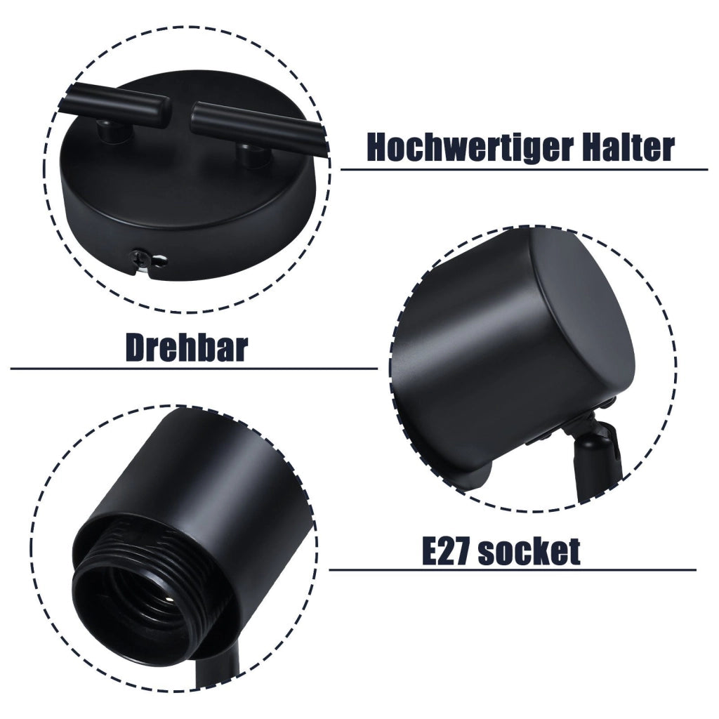 ZMH Faretto da soffitto neri 4 luci E27 pivotanti 330° stile industriale moderno per salotto camera senza lampadina
