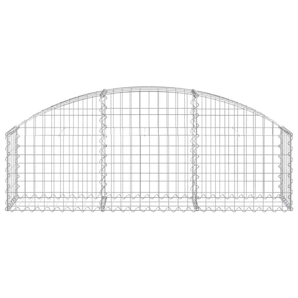 Cesto gabbione recinzione a gabbia muro di contenimento ad arco 150 x 30 x 40/60 cm ferro zincato argento 02_0039977