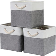 Cassa di stoccaggio tessuti cubo in tela - grigio bianco - 25x25x25 cm - set di 3 - per cassetti armadi pannelli armadi