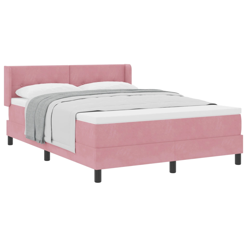 Letto Box Spring con Materasso Rosa 140x200 cm Velluto