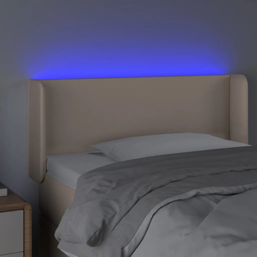 Testiera Cappuccino a LED 83x16x78/88 cm in Similpelle 3123033