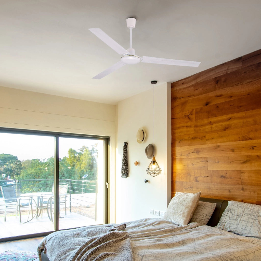 Zephir ZFS8120 Ventilatore da soffitto in metallo 3 pale 5 velocità comando a parete 70W Bianco