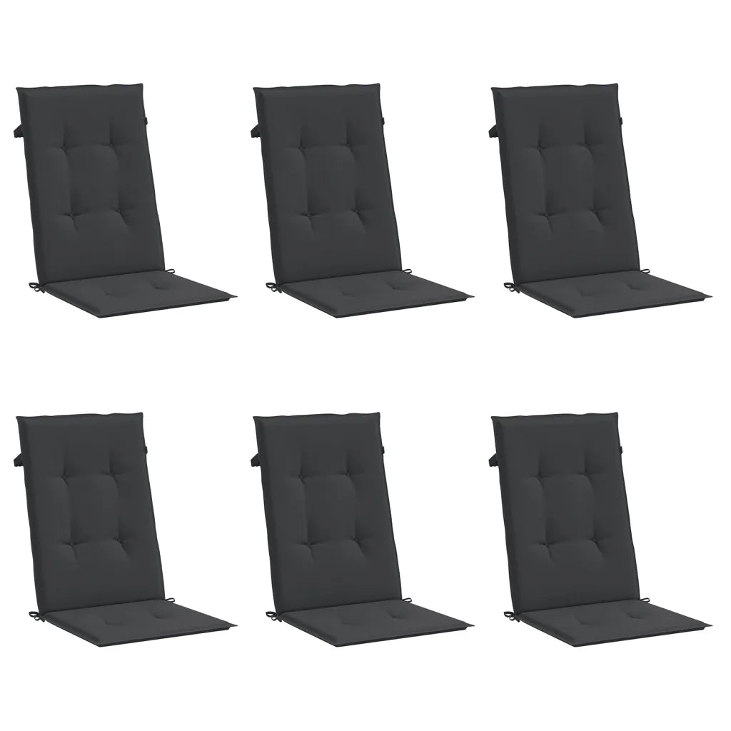 Cuscini per Sedie 6 pz Neri 120x50x3 cm in Tessuto 314111