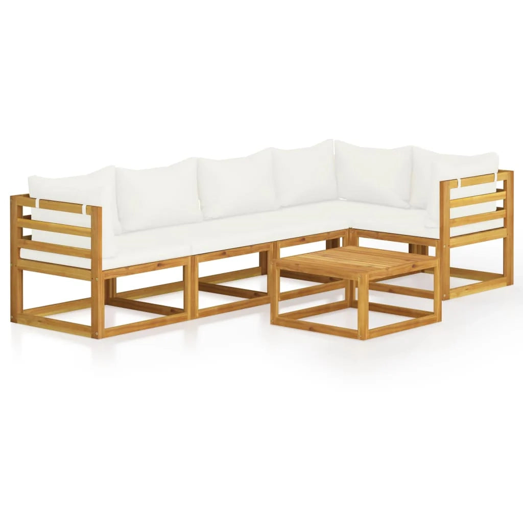 Set di mobili da giardino mobili da esterno 6 pezzi con cuscini color crema legno massello di acacia 02_0016626
