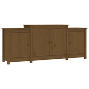 Credenza | Madia | Buffet da pranzo | Armadio da pranzo Marrone ambra 164x37x68 cm in Legno Massello di Pino