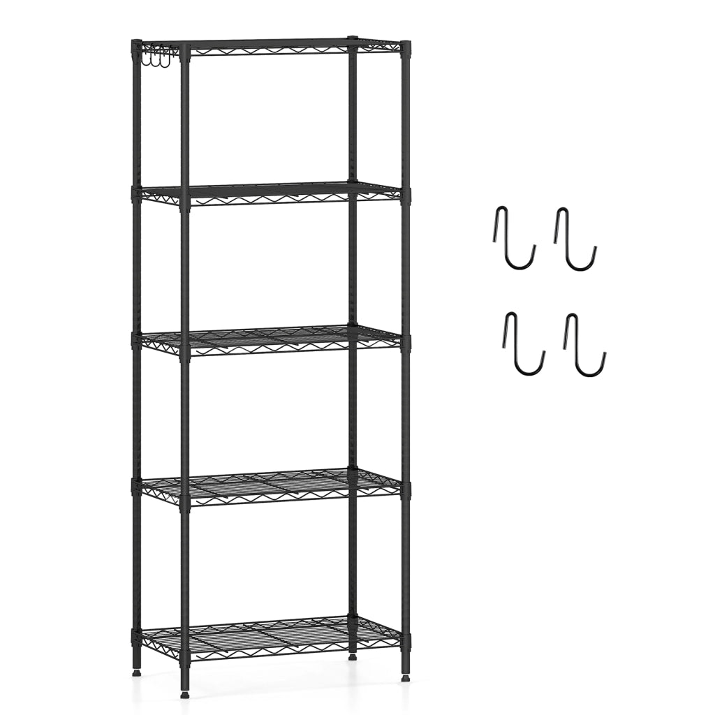 Scaffale metallo 5 ripiani regolabile resistente rete v-Scaffale organizzatore casa cucina garage 340 kg 59 x 34 x 152 cm