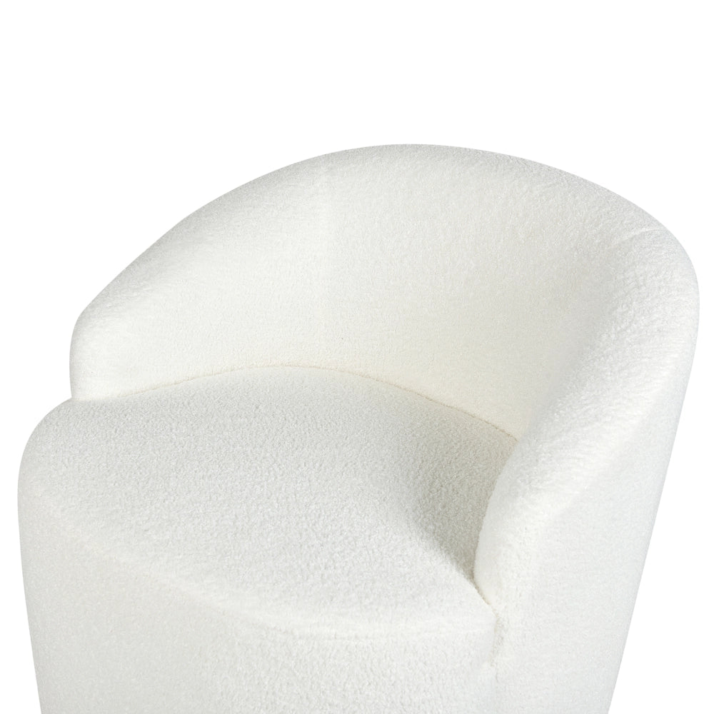 Poltrona Poltroncina Glamour Art Deco Boucle Bianco con base Girevole 360° Stile Retro Glamour Art Deco dorato