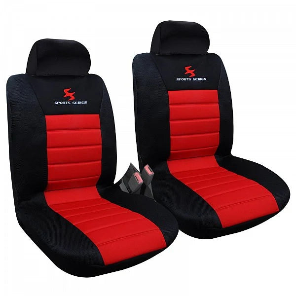 Set di 2 coprisedili di misura universale nero e rosso 19_0001058