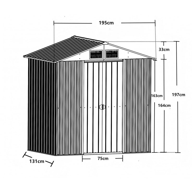 Casetta da giardino in metallo 195x131 cm – Capanno con superficie 2,55 m² – Tetto due falde – Doppia porta 75 cm – AM2013.2 Foresta