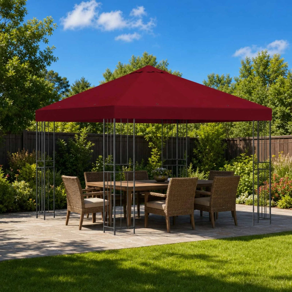 Gazebo | Pergolato 3 x 3 m Borgogna Poliestere e Acciaio 190 gsm