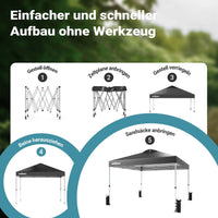 Gazebo pieghevole pop-up grigio, 3 x 3 m con ruote Tenda per fiere eventi mercati