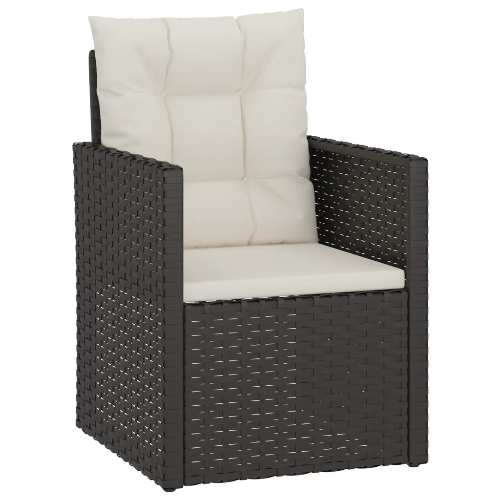 Set Salotto da Esterno 4 pz | Set di Mobili da Esterno con Cuscini in Polyrattan Nero