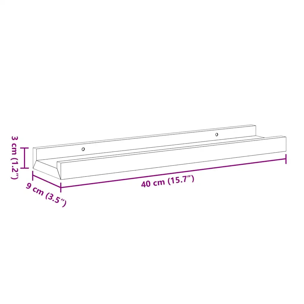 Mensole con Sporgenza 2 pz Nere 40x9x3 cm MDF 323931