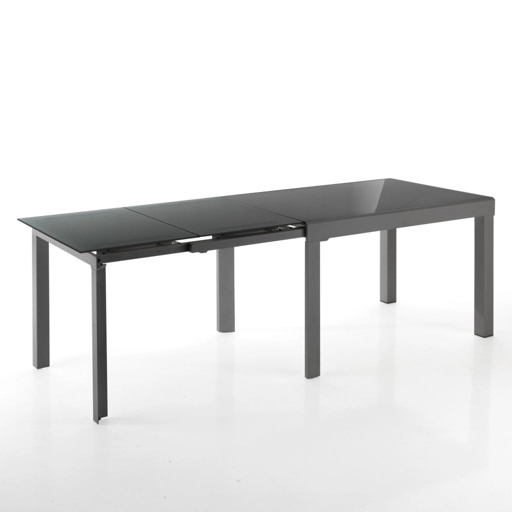 Tavolo allungabile in vetro temprato grigio cm. H.75 x P.83 x L.120