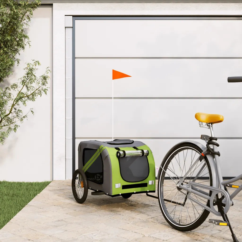 Rimorchio da Bici per Animali Verde e Grigio Oxford e Ferro 93885