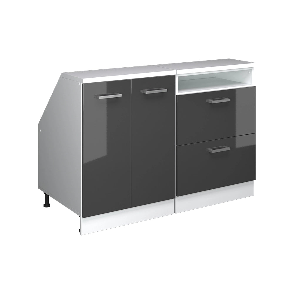 Mobile cucina sottotetto R-Line Antracite lucido/Bianco 120 cm Set di 2 carcasse armadio profondità 60 cm Vicco