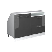 Mobile cucina sottotetto R-Line Antracite lucido/Bianco 120 cm Set di 2 carcasse armadio profondità 60 cm Vicco