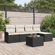 Set Divano da Giardino  5 Pezzi con Cuscini Rattan Poliestere Marrone