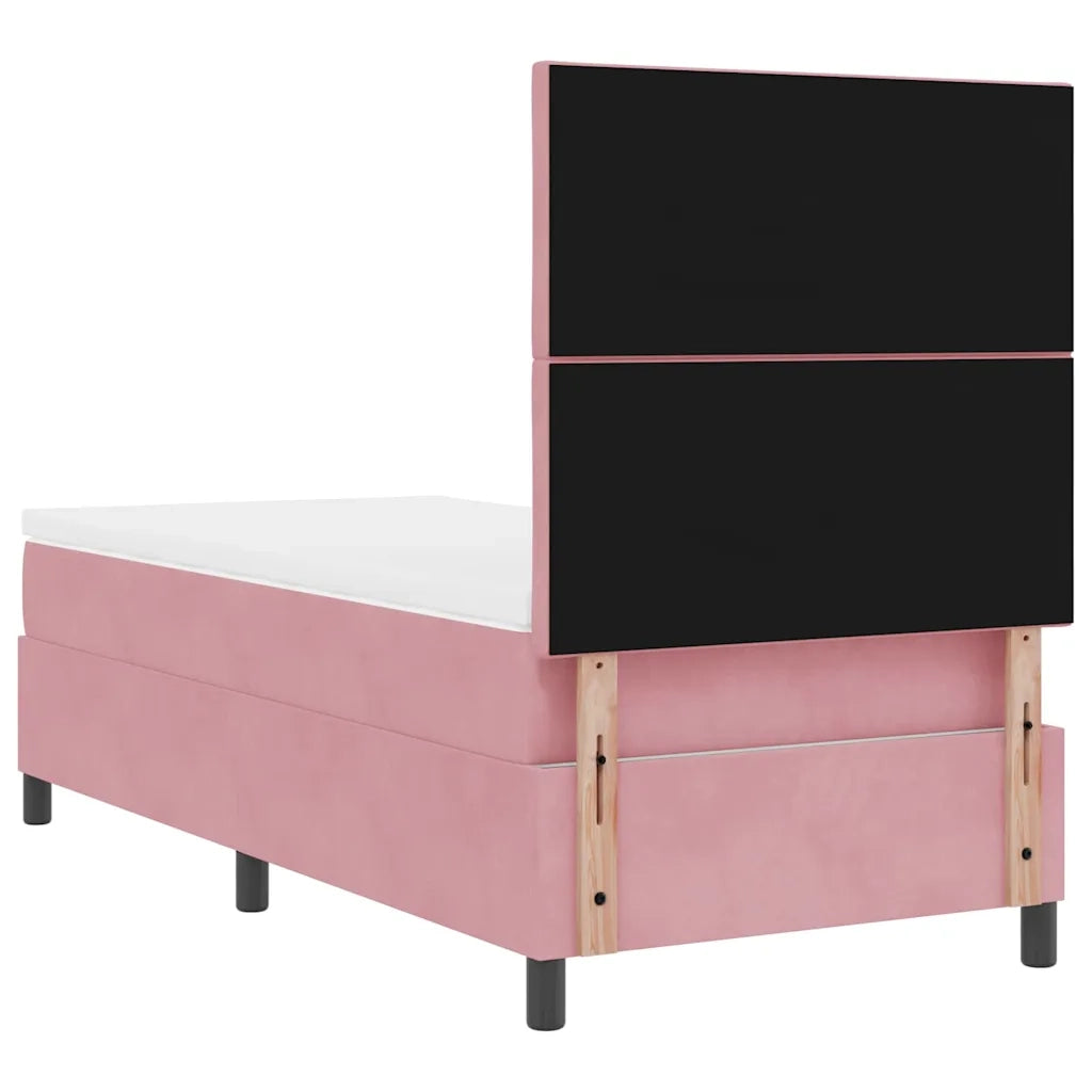 Letto a Sorgente LED con materasso Rosa 100 x 200 cm Velluto 3343363