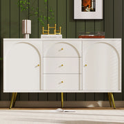 Credenza ULEVR 140x40x84 cm con 2 ante, 3 cassetti e ripiani regolabili, bianco crema