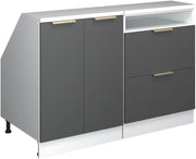 Set di mobili sottotetto Rion, Antracite-oro, 120 cm Set di 2 carcasse armadio profondità 60 cm, adatto per il salvaspazio sotto tetti spioventi