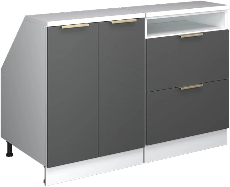 Set di mobili sottotetto Rion, Antracite-oro, 120 cm Set di 2 carcasse armadio profondità 60 cm, adatto per il salvaspazio sotto tetti spioventi