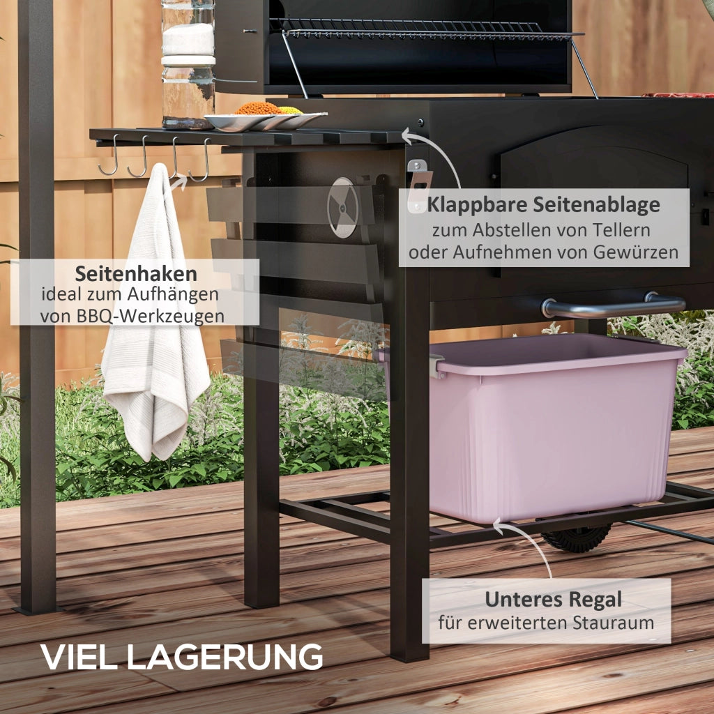 Barbecue Griglia Fumaiolo ¨C zephmum ¨C 124x66x112 cm Nero