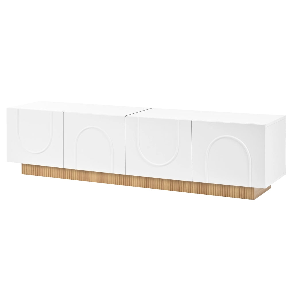Mobile TV con 4 ante; frontali ad arco tridimensionale; 2 passacavi; per soggiorno; 170 × 38 × 42 cm