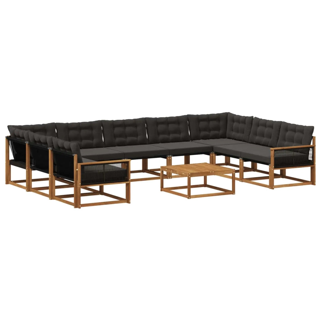 Set di divani da esterno con cuscino 10 pcs Naturale e Nero 3381696
