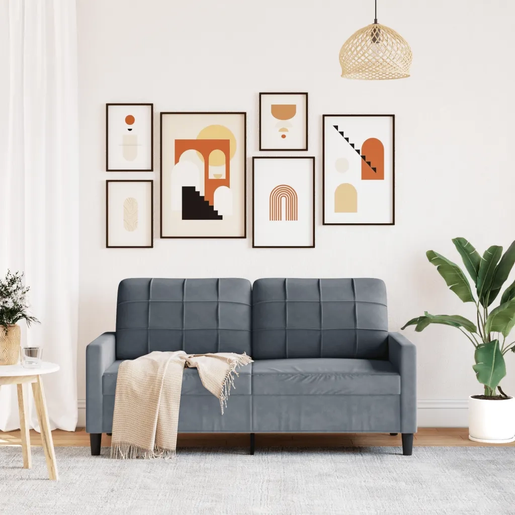 Divano | Divano da soggiorno | Sofa a 2 Posti grigio scuro140 cm in Velluto