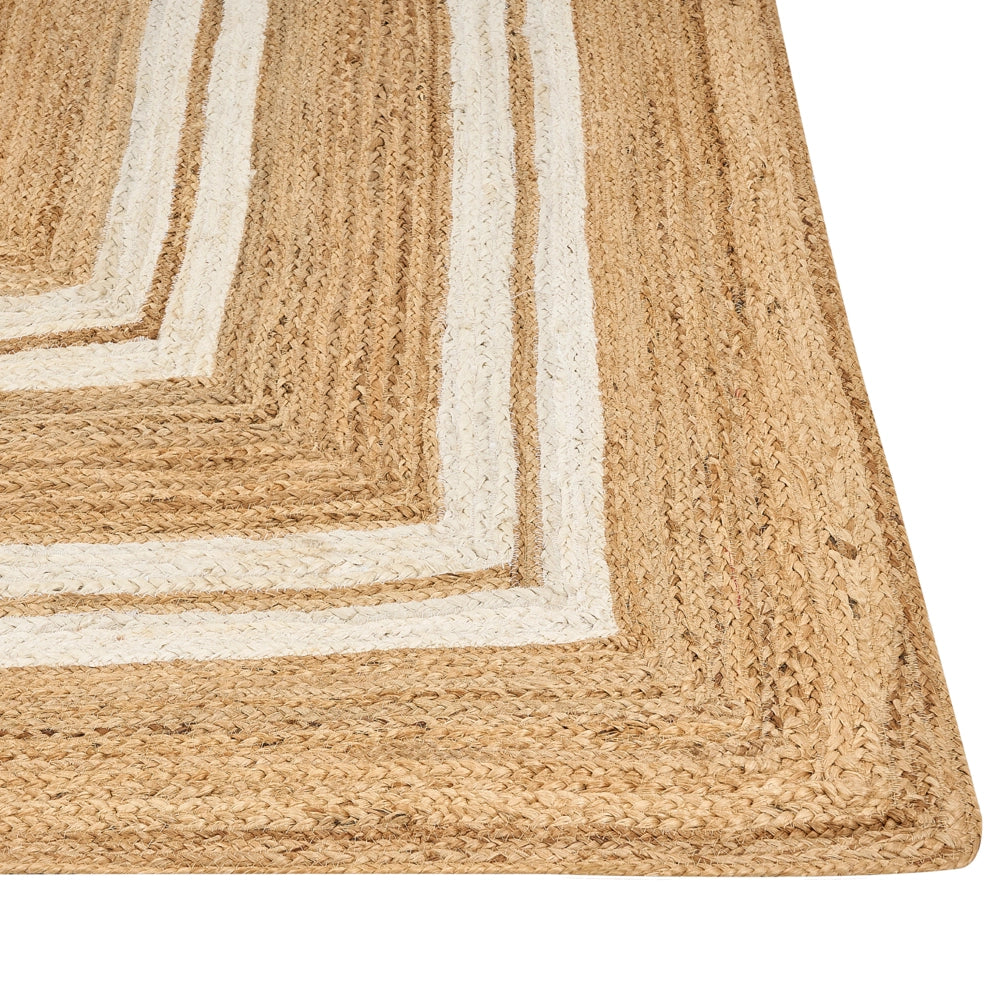 Tappeto di iuta naturale intrecciata con motivo geometrico Beige 160 x 230 cm stile boho camera da letto soggiorno