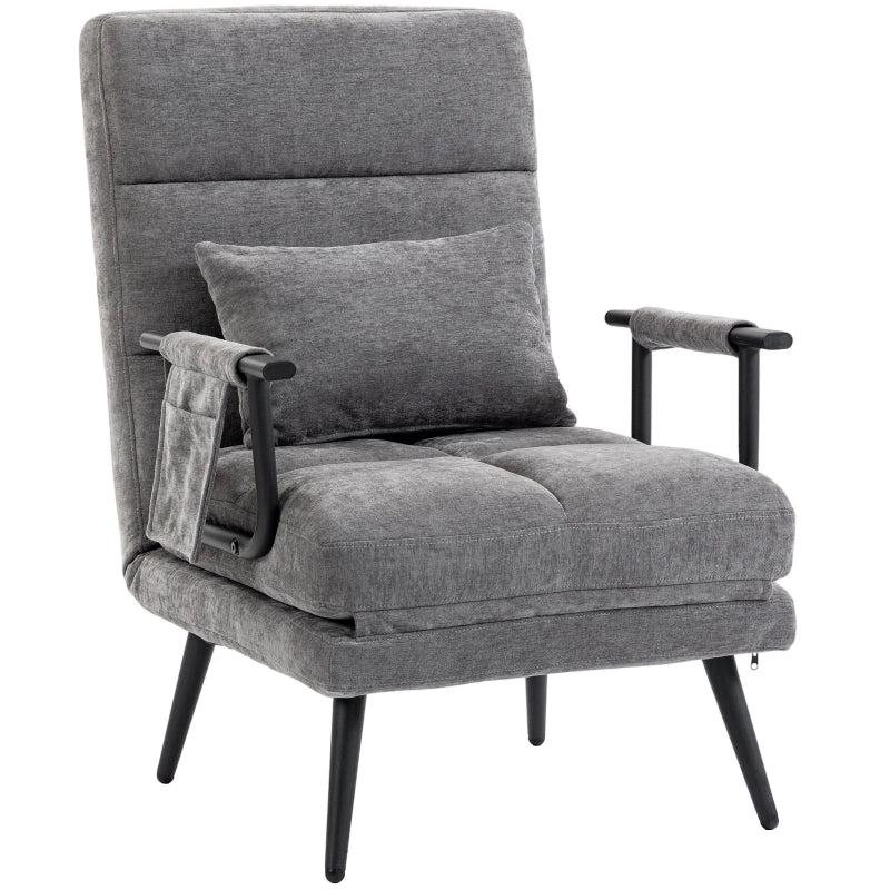POLTRONA LETTO 3 in 1 186 cm Grigio in chenille e metallo