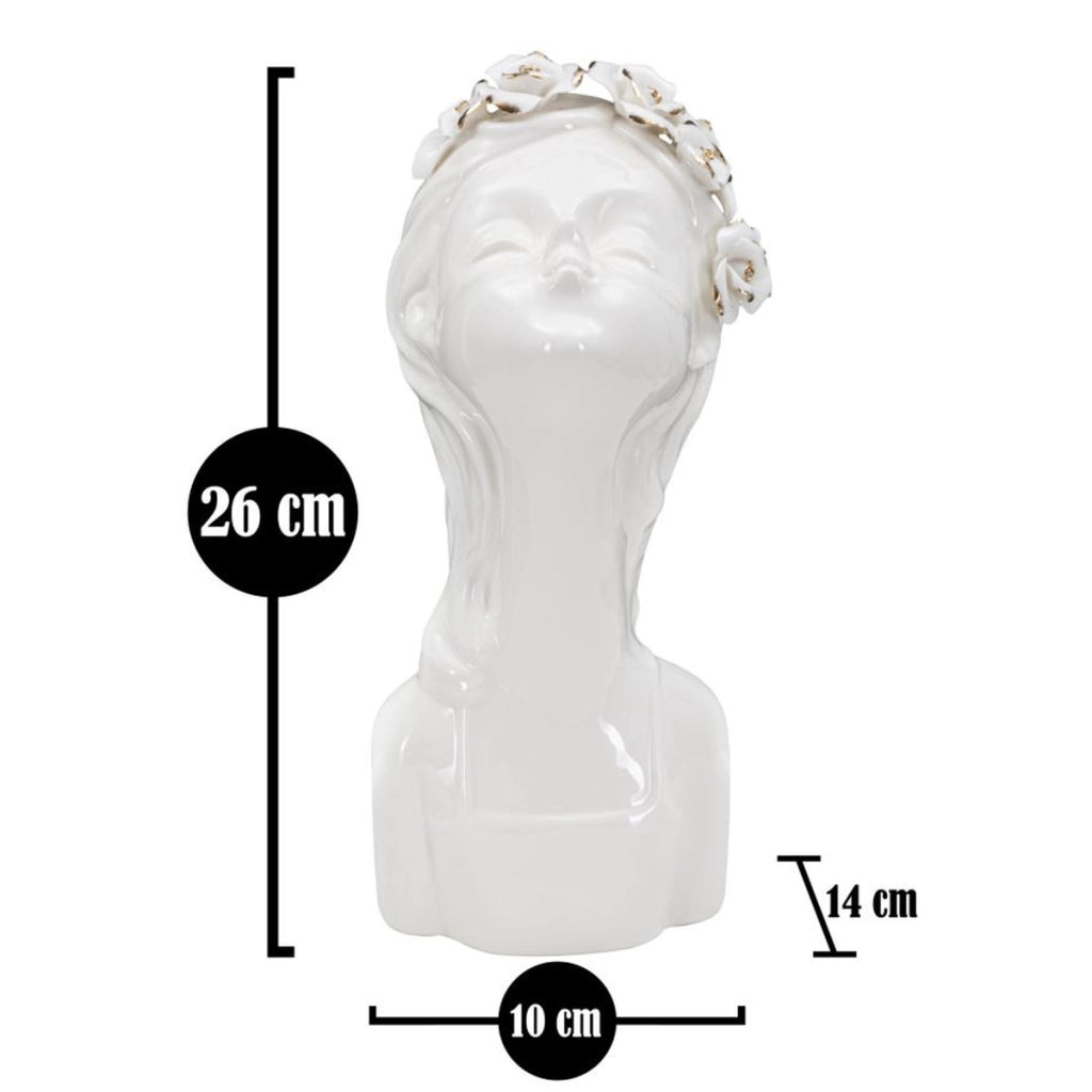 Vaso Decorativo Viso 33, Bianco, Porcellana, 10x14x26 cm