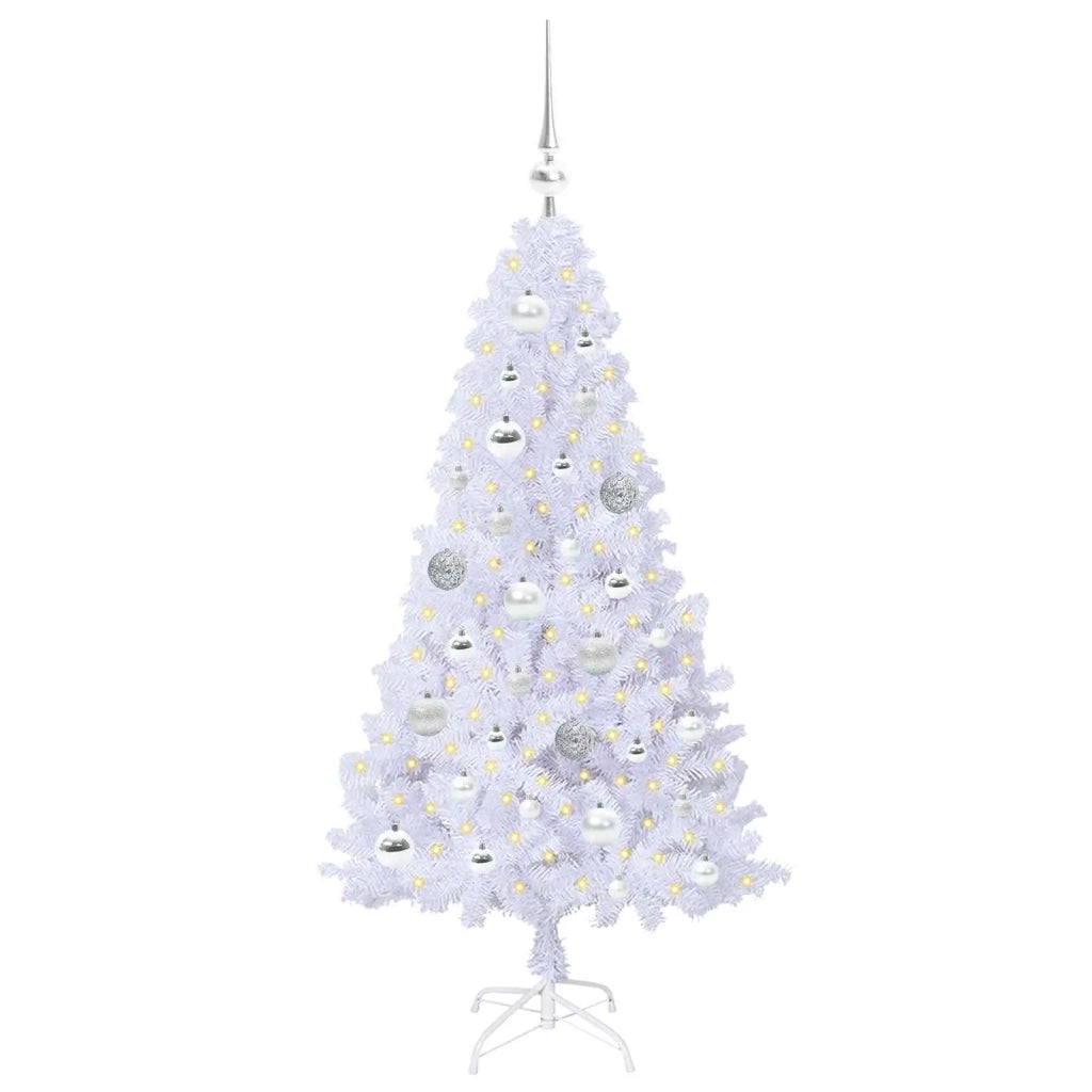 Albero di Natale Artificiale-Albero Natalizio Bianco 120 cm PVC e Acciaio 482535